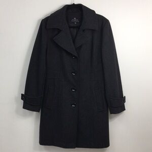 Collection by Gallery Womens Wool Dark Gray Pea Coat Size L GREAT Used Condition